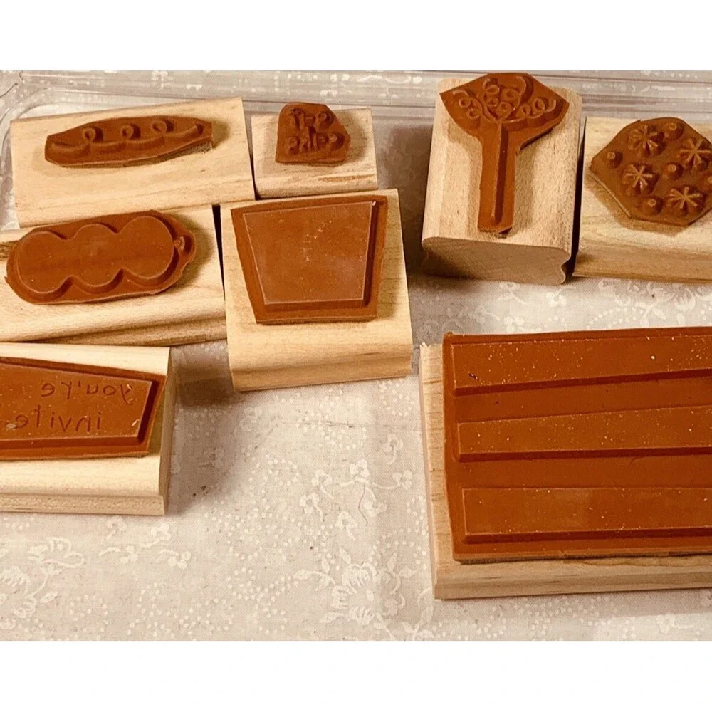 STAMPIN' UP! EAT CAKE 8 WOOD MOUNTED Rubber Stamps 2006 BIRTHDAY